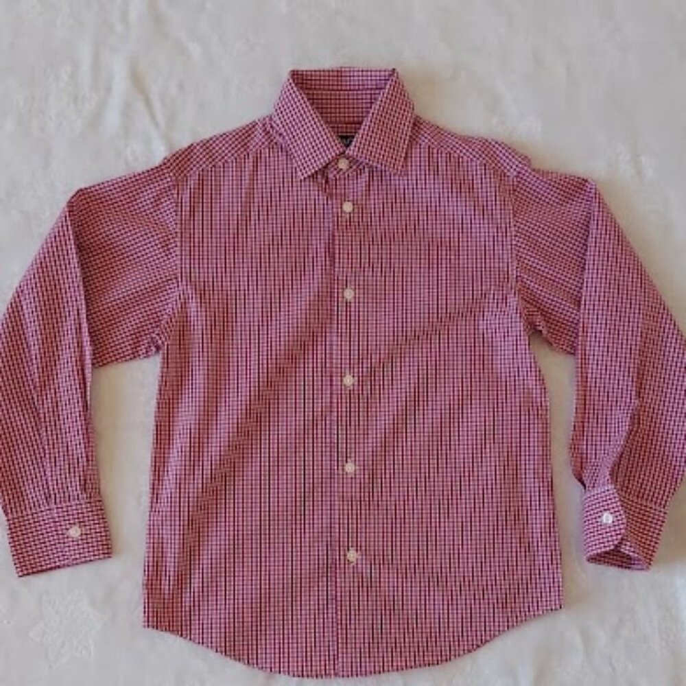 Chaps Stretch Plaid Long Sleeve Button-down Shirt Kids Small 8